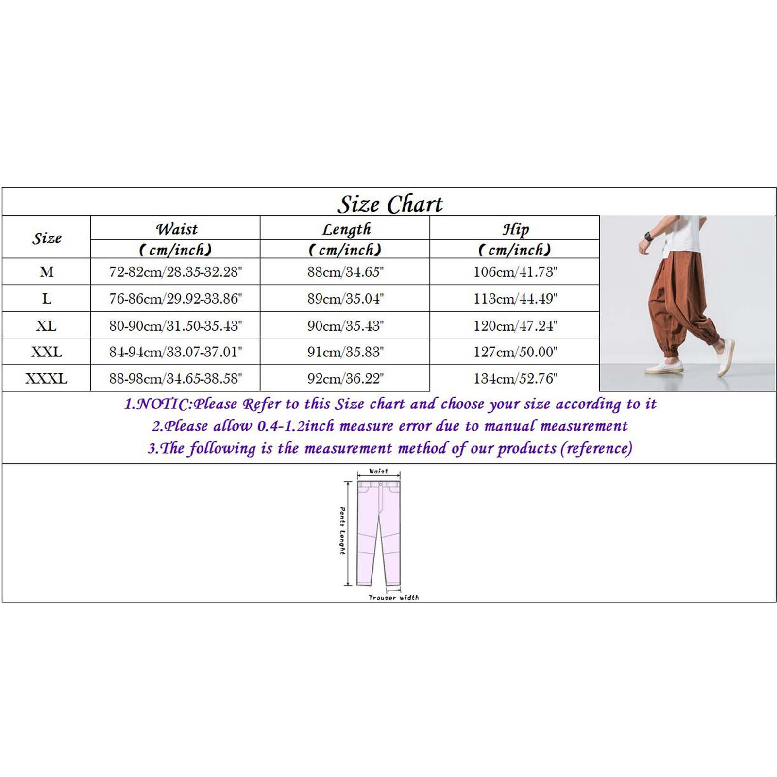 thumbnail image 3 of Pantalones harem holgados de algodón y lino para hombre - Pantalones anchos lisos para yoga - Informales/para la playa, aptos para todas las estaciones, 3 of 7